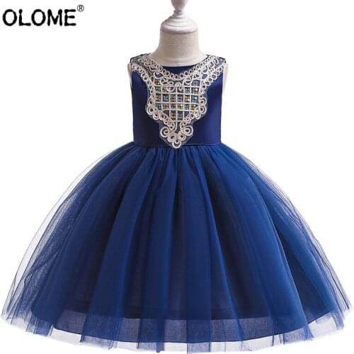 OLOME Baby Girls Dress Pageant Wedding Party Costume Fashion Kids Gala Clothing Vintage Prom Garments Summer Children Clothes