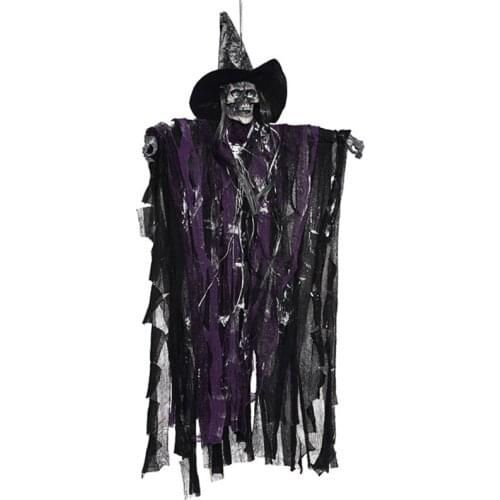 50LB Halloween Hanging Skull Charm Ghost Voice Control Pendant Scary Doll Ornaments for Lawn Garden Party Haunted House Props