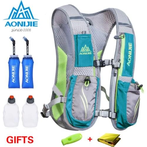 AONIJIE 2020 Running Marathon Hydration Nylon 5.5L Outdoor Running Bags Hiking Backpack Vest Marathon Cycling Backpack Green250G