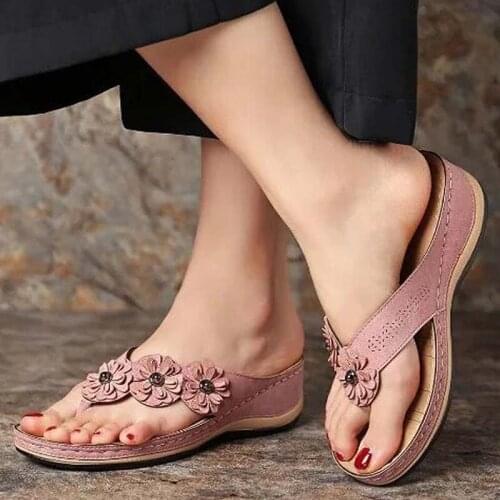 2021 Summer Shoes Women Sandals Flowers Fashion Woman Beach Shoes Ladies Wedges Heels Peep Toe Platform Outdoor Sandals Footwear