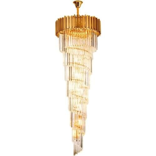 Modern Led Big Globe Gold Elegant Large Pendant Lamp Spiral Luxury K9 Crystal Staircase Chandelier Lighting For high ceilings