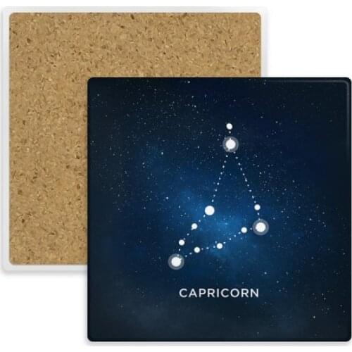 Capricorn Constellation Zodiac Sign Square Coaster Cup Mug Holder Absorbent Stone for Drinks 2pcs Gift