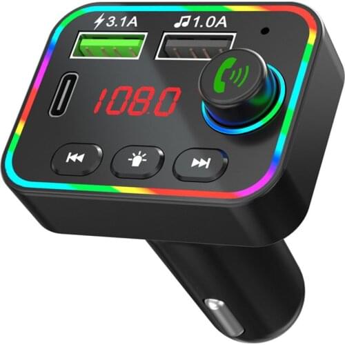 Universal 5.0 Car FM Transmitter MP3 Player Wireless Handsfree Car Kit Receiver Adapter with PD USB Phone Charger