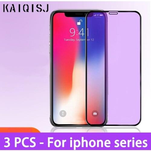 3Pcs Anti Blue Ray Light 9H Tempered Glass For iPhone 11 12 Pro Max 6 S 7 8 Plus X XR X S Max Screen Protector Eyes Care Glass