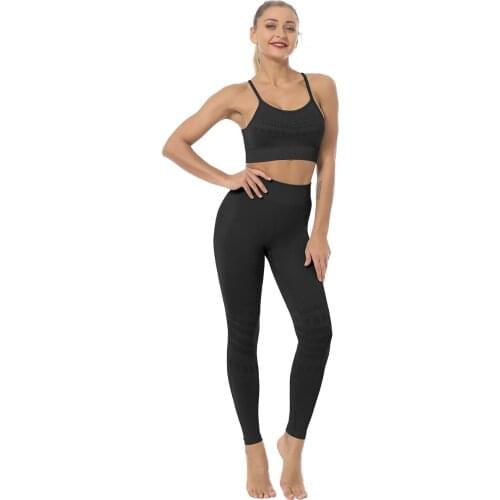 2 Pieces Seamless Fitness Women Yoga Suit Gym Push Up Clothes Workout Sport Set Padded Sports Bra High Waist Legging Sportswear
