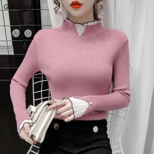 Autumn Winter 2021 New Women Knitted Sweaters Pullover O-neck Casual Sweet Basic Sweaters Ladies Top Knitwear Clothing