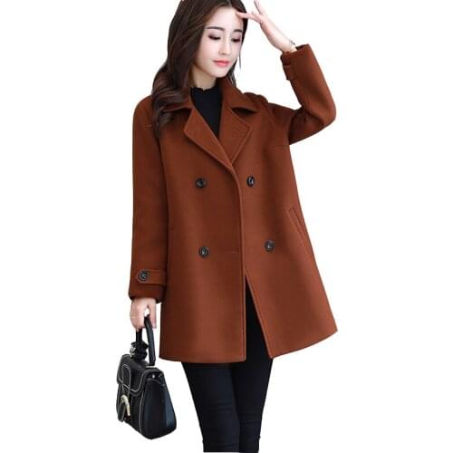 2020 winter women wool coats female coat medium length suit collar woolen coat Double-breasted brand new arrival M-XXXL sizes
