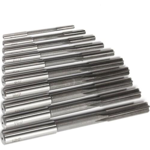 10Pcs/Set 3mm-12mm H7 Reamer Cutting Precision Machine Tool HSS Straight Shank Milling Reamer Chucking Cutter Tools