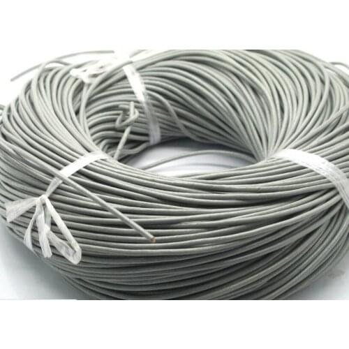 Free shipping 100 Meters 1mm Silver Gray Round Genuine Leather Cord, Necklace & Bracelet Real Leather Round Cord