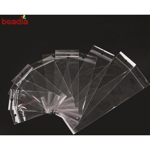 Contain Hole 100pcs Small Baggies Gift Candy Packing Bags Transparent Clear Self-Adhesive Plastic Storage Bag Jewelry Packaging