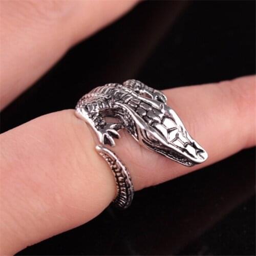 12Pcs/lot Cool Crocodilian-Crocodile Rings Alligator-Cayman Adjustable Rings for Men
