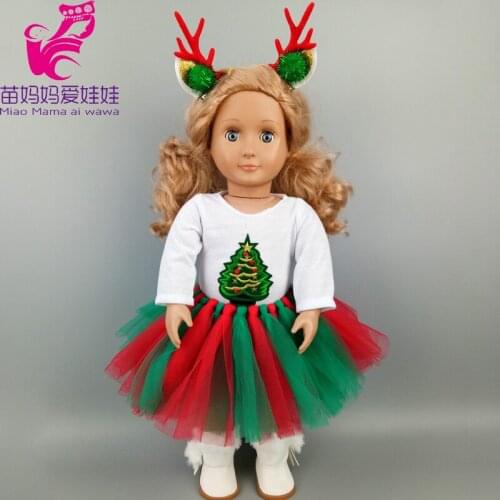 18-Inch Girl Doll Christmas tree dress 43 cm Baby Doll Clothes new year tutu Skirts Child Gift