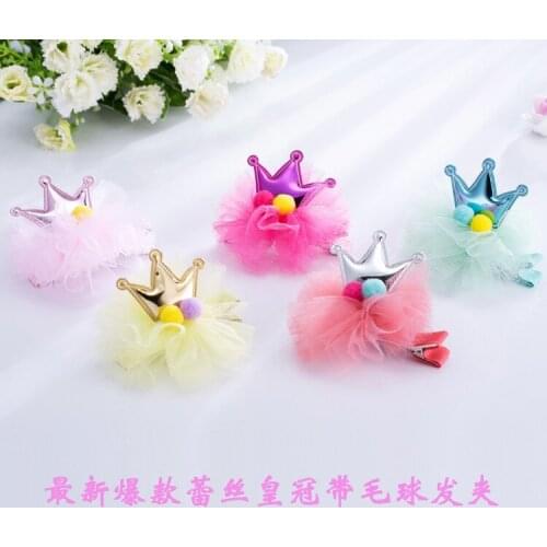 New Pet accessories Lovely crown lace hairpin Dog headdress pet hairpin 20pcs