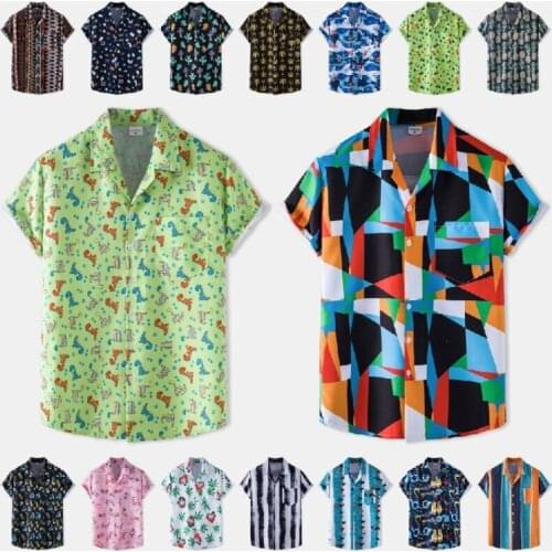 2021 Hawaii Series Beach Style Features High-quality Suit Collar Short Sleeve Floral Shirt XH Series Combination