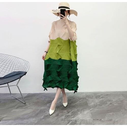 2020 New Spring Dress Goddess Fan Irregular Gentle Wind Dress MIYAKE Pleats Dresses Elegant Vestidos Women Clothes Shein