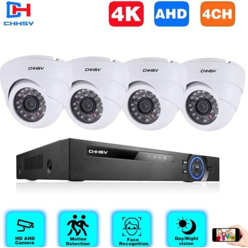 4CH CCTV System 4K AHD Camera Kit 6 In 1 Video Recorder Surveillance System Outdoor Security Camera Kit Email Alarm