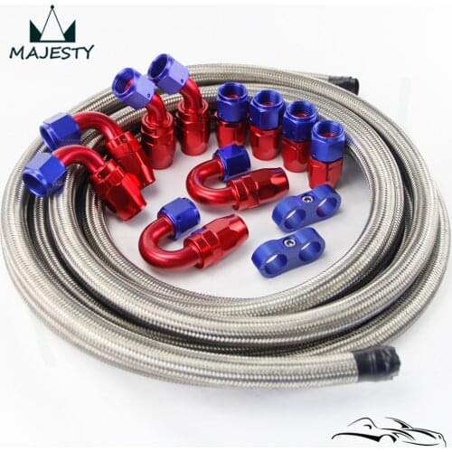 AN10 Stainless Steel Braided Hose AN 10 AN + Fitting Hose End Adaptor KIT