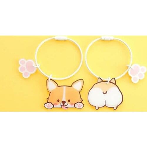 Puppy Dog Keychain for Couples Friendship 2pcs Matching Corgi Ass Keychain Set for Girlfriend Boyfriend Couples Valentines Day