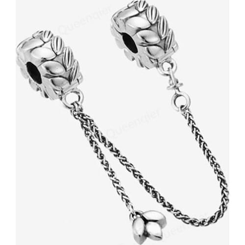 925 Sterling Silver Safety Chain European Charms Bead Fit Original Bracelets DIY Girl Women Pendant Charm Beads Jewelry Making