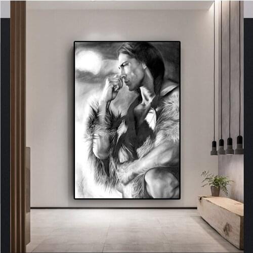 Black and White Native Indian Figure 5d diy diamond painting drill full square/round diamond embroidery wall art drop shipping