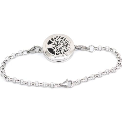 Tree of life 25mm Magnet Aromatherapy Essential Oils Stainless Steel Perfume Diffuser Locket bracelet(length7-8")