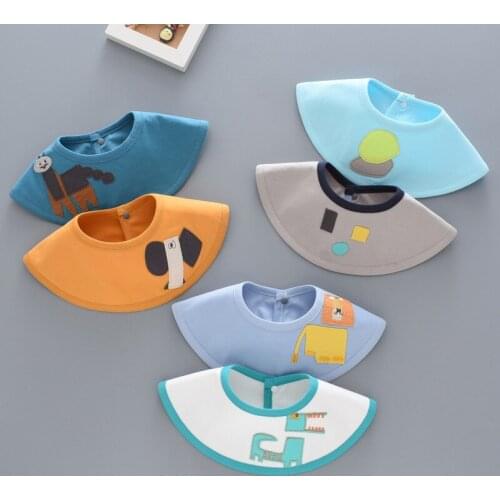 Baby waterproof bib 360 degree embroidery cartoon cotton wool saliva towel baby double round bib 2 sets