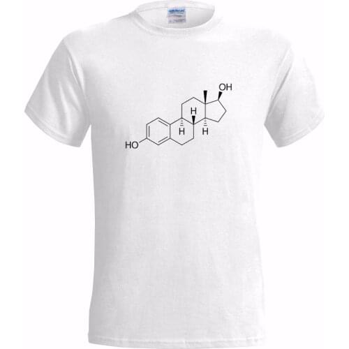 Men T Shirt 100% Cotton Print Shirts ESTROGEN MOLECULAR STRUCTURE MENS T SHIRT SEX HORMONE GEEK SCIENCE STEROID Tee Shirt