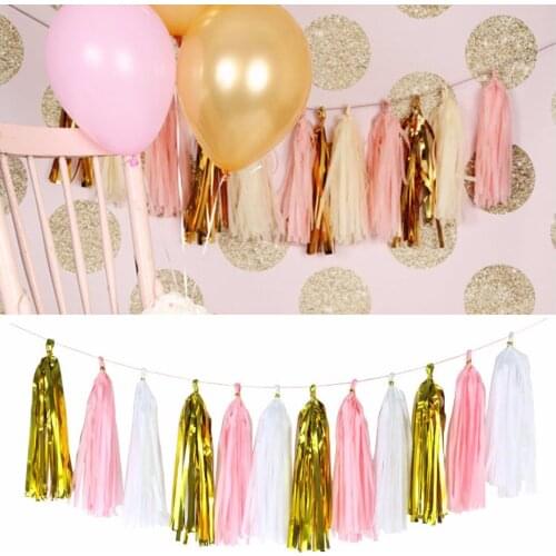 JX-LCLYL 15Pcs Tissue Paper Pom Poms Tassel Garland Bunting Wedding Birthday Party Decor