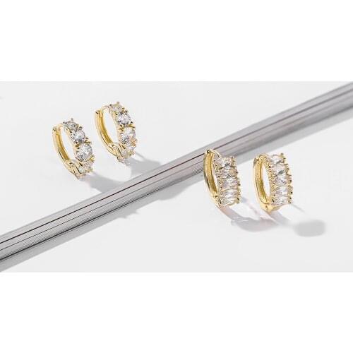 Minimalist Round CZ Zircon Small Hoop Earrings for Women Fashion Geometric Crystal Huggie Earrings female Party Jewelry Gifts