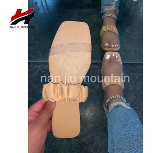 NAN JIU MOUNTAIN 2021 Summer Flat Sandals Women Slippers Simple Sandals Hot Sale Open Tea Rome Beach Slippers Plus Size