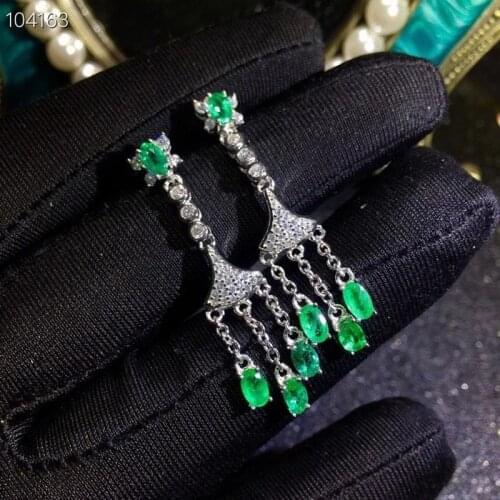 Natural Emerald Earrings 925 Silver Womens Earrings High-end Design Luxurious Atmosphere