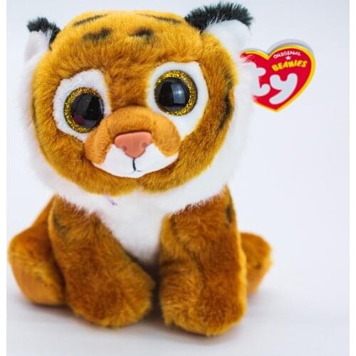New 6 ‘’15cm Ty Beanie Stuffed Plush Animals Doll Brown Tiger Collectible Big Eyes Brindle Tiger Soft Toy Stuffed Animal Gift