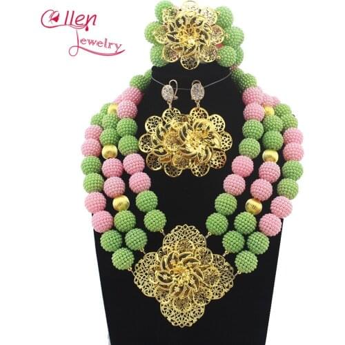 New Arrived Statement Necklace Nigeria Wedding Set Necklace Africa Beads Classic Women Jewelry Set W12347
