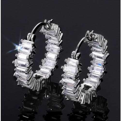 New Womens Earrings, Fashionable and Personalized Single-row Water Drop AAA Zircon Earrings, Luxury Ladies Ear Buckle Jewelry