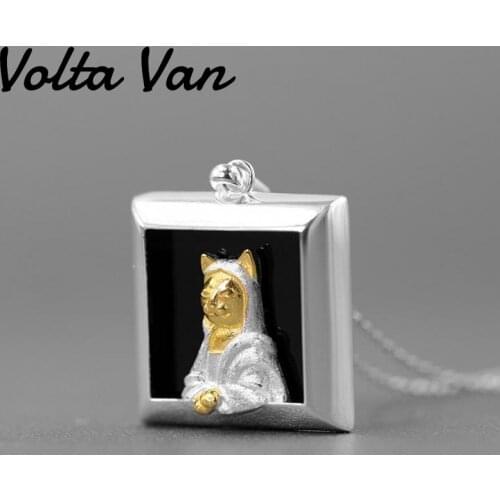 Volta Van Pendant Necklaces 925 Sterling Silver Black Agate 2021 New Elegant Fine Jewelry Trendy Cat Concise Silver Necklace