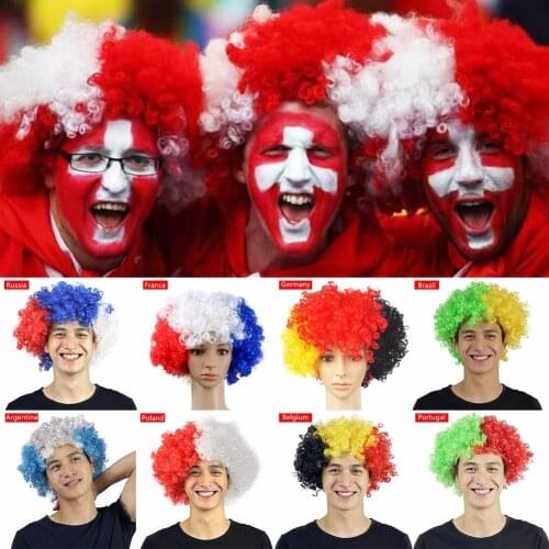 2021European Cup World Cup National Flag Wig for Brazil France Genmany Cheerleading Flag Wig Football Carnival Fans Supplies