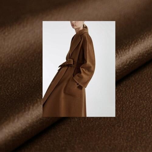 Pearlsilk Caramel Brown Double-Side Water Ripple Fabrics 100%Australian Wool Materials Winter Women Overcoat Cloth Freeshipping