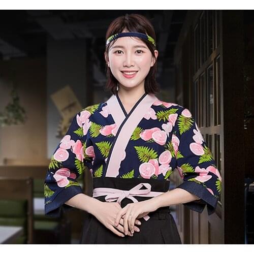 Japanese style Food Service Clothing Woman Sushi Chef Jacket New Chef Work Uniform Designed Cook suit female Japanese kimono