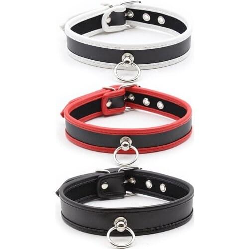 Sexy PU Leather Neck Collars/Leash Chain BDSM Bondage Fetish Slave Sex Toy Couples Adults Game Collars Erotic Accessories