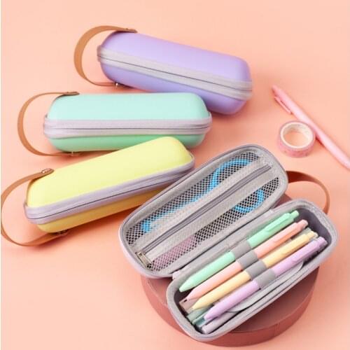Capsule shaped barrel Portable pencil case School supplies storage bag Student cute pencil bag children pen case Double pen box