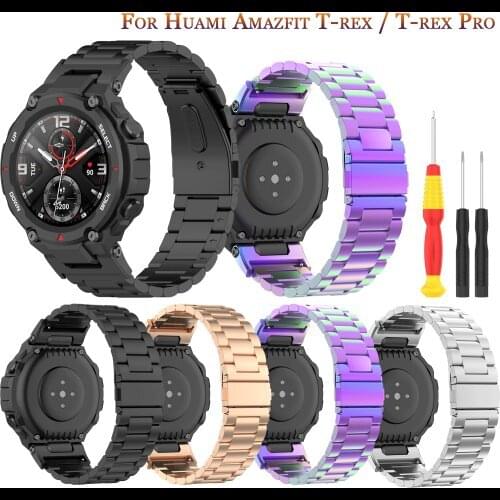 2021 Luxury Metal Stainless Steel WatchBand For Xiaomi Huami Amazfit T-rex Strap Bracelet For Huami Amazfit T-rex Pro SmartWatch