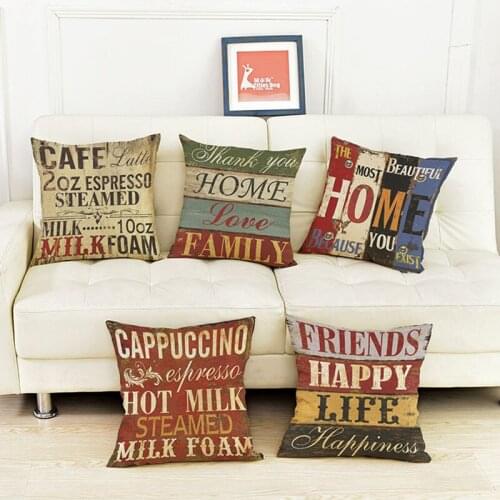 Retro Classic Style Love Hope Letters Throw Pillow Case Home Restaurants Cafes Coffee Shop Chairs Sofa Decorative Cushion Cover