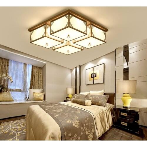 Retro bedroom lights modern new Chinese ceiling light LED rectangular living room lights antique long ceiling lamps