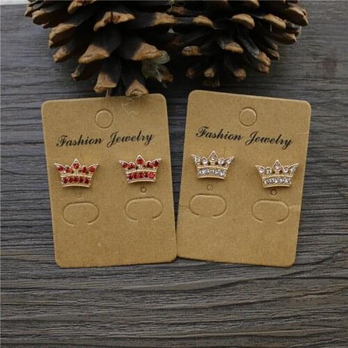 Minimalism style creative alloy inlaid red semi-precious stone crown exquisite personality wild fashion stud earrings