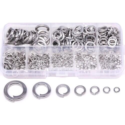LBER Spring Lock Washer,304 Stainless Steel Spring Lock Washer Assortment Set (410-Pcs,8-Size)