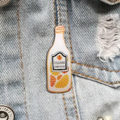 Cute Womens Brooch Cartoon Orange Juice Pins Vintage Badges Jewelry Wholesale Gift For Kids