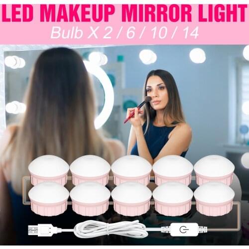 LED 12V Makeup Mirror Lamp Hollywood Vanity Light Bulb LED Touch Dimming Wall Lamps For Bathroom Dressing Table Lighting Bulbs