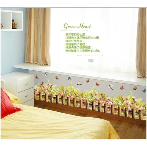 Grass fence The line that play a base stickers Children room background stickers three generations can remove the wall stickers