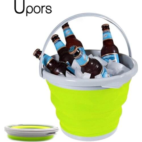 UPORS Collapsible Silicone Ice Bucket Portable Champagne Beer Wine Cooler Folding Ice Cube Bucket Home Bar Storage Bucket 5/10L