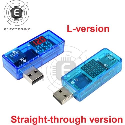 USB LCD Dual Display Three Digit Current and voltage tester Ammeter Voltmeter L-type/Through Version 3.3-18v 0-3.1A